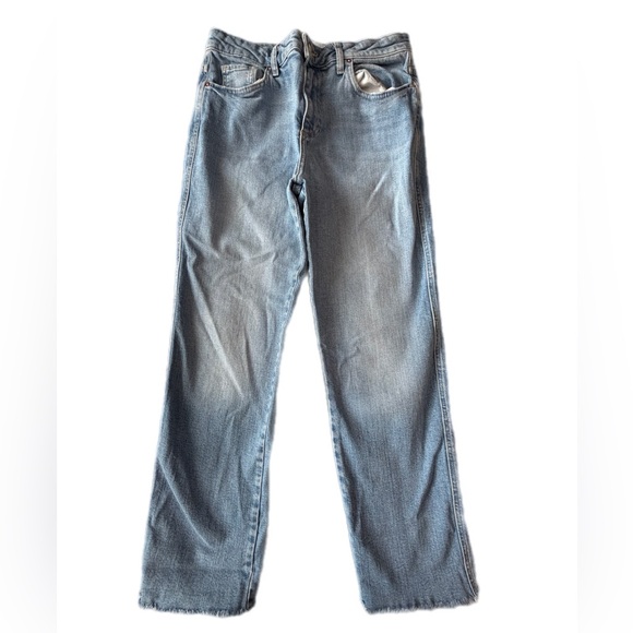 Free People light blue denim jeans raw hem size 28 - Picture 13 of 14